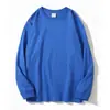 Camiseta Masculina Branca Pura Manga Longa Algodão Pesado 300g Outono Inverno Grossa Opaca Cor Lisa Solta Tamanho Grande Camiseta Básica