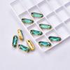 Nuevo Fondo Dorado Cuatro Garras Oval Largo Vidrio Diamante Cosido a Mano Diamante con Forma Especial Cadena de Diamantes Tocado DIY Accesorios para el Cabello Decoración de Zapatos Accesorios de Cristal