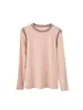 Top de manga larga con cuello redondo y bloques de color otoñales para mujer, con diseño de hombros en bloques de color, tejido elástico, corte ajustado y disponible en varios colores