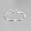 Pulsera cruzada larga hecha a mano con diseño de nicho de estilo coreano en plata esterlina S925, bloguera minimalista de Corea del Sur.