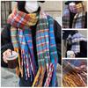 Estilo Celebridade da Internet Cor Arco-íris Blocos de Cor Xadrez Cachecol Feminino Inverno Estilo Coreano Espesso Lã Mohair Longo Imitação de Caxemira Xale Cachecol