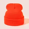 Gorro Fluorescente de Doble Capa de Color Sólido con Logo Bordado Personalizado, Gorro de Lana Tejido Grueso Térmico de Invierno