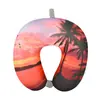 Partículas de espuma de color sólido Almohada en forma de U almohada de viaje protección del cuello almohada en forma de U relleno EPS almohada para avión impresión digital siesta