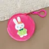Porta-moedas Redondo de Pelúcia Coelho de Desenho Animado Bolsa Colorida Mini para Armazenamento de Fones de Ouvido Pingente de Armazenamento de Fones de Ouvido para Menina Venda por Atacado