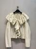Camisa de Primavera y Verano Estilo Ri de Grulla Seca Paris Elegante Moderna con Volantes Plisado Tridimensional Estática Lujo Top Holgado Adelgazante