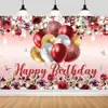 Fondo de fiesta de cumpleaños nuevo transfronterizo 2027, fondo de decoración festiva con diseño de globo y pastel de cumpleaños impreso en alta definición