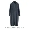 Vestido de punto de cachemir para mujer, nuevo para otoño e invierno, falda larga, cuello medio alto, longitud media, falda suéter básica