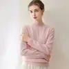 Suéter de cachemira para mujer de cuello medio alto, prêt-à-porter de primera línea, jersey de punto 100% cachemira pura, capa interior de alta gama