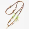 Cordón de Cuero Encerado Tejido a Mano de Alta Calidad Miel Dorada Cera Jade Hetian Jade Esmeralda Cordón para Colgante Ajustable Unisex