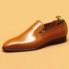 Zapatos de Cuero de Estilo Británico Business Casual para Hombre, Piel de Vaca Genuina de Primera Capa, Charol, Zapatos Formales Slip-On Brillantes, Venta al por Mayor, Venta Caliente Transfronteriza