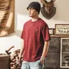 Camiseta Retro Americana de Manga Curta para Homens, Marca Tendência de Verão Bordado de Cachorrinho Casual 230g Pesada Solta Branca para Homens