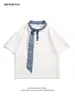 Camiseta Masculina de Manga Curta Marca Tendência Verão Solta Manga de Cinco Pontos 2026 Novo Estilo Tendência Ins Simples Versátil Top de Meia Manga