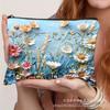Amazon Transfronterizo Poliéster Lino Impresión Digital 2D Bordado de Imitación Floral Lienzo Bolsa de Maquillaje con Gran Capacidad