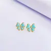 Pendientes de Acero de Titanio Coloridos con Forma de Corazón y Esmalte, Nudo de Lazo de Moda y Único, Lujo Ligero, Versátiles, No se Desvanecen, Venta al por Mayor