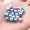 Cuentas Sueltas de Color Gradiente Iridiscente ABS de Alto Brillo Blanco Lechoso Imitación Perla para Manualidades DIY con Agujeros, Cuentas Espaciadoras, Accesorios para Joyería