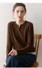 Popular Falso Dos Piezas ~ Suéter Base Tejido 100% Cachemir para Bebé para Mujer, Cuello Redondo en V, Suéter de Moda Versátil con Efecto Adelgazante