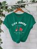 Camiseta de algodón puro de verano europeo y americano, manga corta, cuello redondo, comercio exterior transfronterizo, camiseta estampada con patrón americano, fábrica de comercio exterior femenina