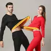 Nuevo traje de ropa interior térmica de terciopelo dorado 2023 con forro polar engrosado a prueba de frío para pareja ropa de otoño pantalones largos