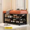 Banco de Sapatos Leve de Luxo para Entrada de Casa, Armazenamento de Camada Dupla, Pode Ser Sentado, Armário de Sapatos Integrado e Banco de Troca de Sapatos para Hall de Entrada, Sapateira de Aço Carbono