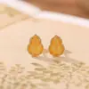 Yiluyin Plata de Ley S925 Ágata Rojo del Sur Rojo Agua Piedra de Jade Cera de Abeja Pendientes de Calabaza Nuevo Estilo Chino Pendientes Elegantes