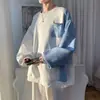 Moletom Patchwork Estilo Cityboy Japonês Masculino Outono Design de Nicho Color-Blocking Oversized Tendência Marca Jaqueta