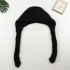 Chapéu de Tricô Grosso Dongdaemun para Mulheres, Chapéu Lei Feng de Lã Espesso Quente de Inverno, Balaclava de Crochê para Mulheres