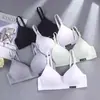 Calcinhas e Sutiãs de Algodão Puro Xadrez Sem Costura para Meninas em Fase de Desenvolvimento, Alunas do Ensino Médio, Seios Pequenos, Push-up, Sutiã Sem Aro, Seção Fina