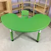 Mesa Lunar de Jardín de Infancia Mesa de Juego de Juguete de Plástico para el Hogar Infantil Mesa Curva Ajustable de Aprendizaje para Bebés y Juego de Sillas