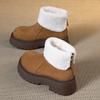 Botas de Inverno Femininas com Camurça, Solas Grossas, Botas de Neve que Aumentam a Altura para Mulheres, Forradas com Lã, Espessadas, Antiderrapantes, Modernas, Versáteis, Botas de Neve Quentes