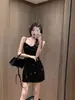 Vestido de Noche Negro Estilo Discoteca para Mujer Primavera/Verano Sexy Ajustado Bodycon Vestido con Tirantes de Lentejuelas