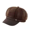 Gorra Octogonal de Moda a Cuadros Vintage para Mujer, Boina Versátil Casual de Otoño e Invierno, Boina Adelgazante para Viaje, Gorra de Periodista Estilo Británico