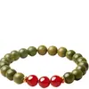 [Material del Núcleo del Árbol Centenario] Pulsera de Sándalo Verde Jade Hetian/Obsidiana/Ojo de Tigre Amarillo/Ágata Roja/Cristal Blanco 8m