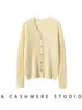 Cardigan de Cashmere com Trança Outono Inverno Feminino Gola V Suéter Casaco Retrô Estilo Solto Preguiçoso Camada Base de Tricô