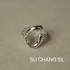 Anillo Abierto Irregular en Forma de C de Plata de Ley S925 Su Chuang para Mujer Diseño de Nicho Coreano Ins Personalidad Anillo Versátil