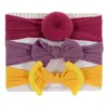 Set de moda para niños banda para el pelo bola lazo medias de nailon banda ancha para el pelo orejas de conejo de bebé diadema anudada