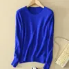 Suéter de punto para mujer otoño e invierno Nuevo Cuello redondo Delgado Sin lana Suéter corto Talla grande Pulóver Camiseta básica Venta al por mayor