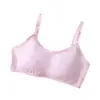 Sujetador de algodón puro para estudiante, copa fija, sujetador de pecho con almohadilla, top tipo tubo, ropa interior para correr, anti-vibración, sin exposición, ropa interior de color liso