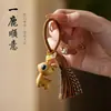 Chaveiro de veado de sândalo para viagem segura, pingente para carro, fofo, requintado, corrente para celular de casal, masculino e feminino
