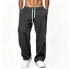Calça de Moletom com Tecido Waffle para Comércio Exterior Masculina, Novo Estilo Primavera e Outono, Calça Reta Solta, Calça Longa Respirável com Cordão para Esportes, Caimento Fluido