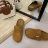 Mocasines cerrados de punta partida estilo francés para mujer, zapatos cómodos sin cordones con suelas gruesas, pantuflas de otoño con tacón fino