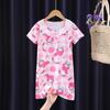 Camisón infantil, pijama de verano para niñas, de manga corta, con falda fina de encaje, ropa de casa para niñas de dibujos animados de talla mediana y grande.