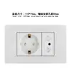 Panel de toma de corriente con interruptor tipo 118 blanco estándar europeo, tipo doble USB tipo C, calibre europeo, 2 orificios para enchufe de teléfono/computadora, oculto