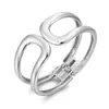 Pulsera Popular Transfronteriza de Metal Brillante con Forma de Ola Estilo Minimalista Europeo y Americano Pulsera Abierta Irregular Fábrica de Joyería para Mujer