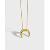 0062 Collar Estilo Coreano Plata de Ley 925 INS Simple Versátil Collar de Luna Collar para Clavícula de Mujer Decoración Distintiva de Cadena de Plata para Mujer