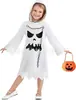 Novo Fantasia Branca de Fantasma Europeia e Americana para Crianças Halloween Bolsa de Abóbora para Crianças Vestido Pontudo com Capuz para Crianças