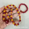 2026 Nuevo Modelo Collar y Pulsera de Ágata con Patrón de Dragón Rojo y Amarillo Fabricante Mayorista