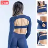 Dfyne Chal de Manga Larga Transfronterizo Ropa de Yoga Deportiva Secado Rápido Espalda Descubierta Top de Fitness Ropa Deportiva de Running y Entrenamiento para Mujeres