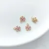Colgante de Flor de Melocotón de Cinco Pétalos Colorida con Zirconia Incrustada, Chapado en Oro de 14K que Conserva el Color, Colgante para Pendientes Pulsera DIY