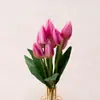 Flores artificiais, plantas verdes, flores simuladas, flores de seda, tulipas de 9 cabeças com bordas aparadas, para vitrines, decorações de lojas e arranjos florais artísticos de luxo leve