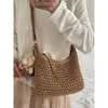 Bolso Tejido de Moda Transfronterizo 2026 Verano Vacaciones en la Costa Bolso de Playa Elegante de Moda Bolso de Hombro Cruzado